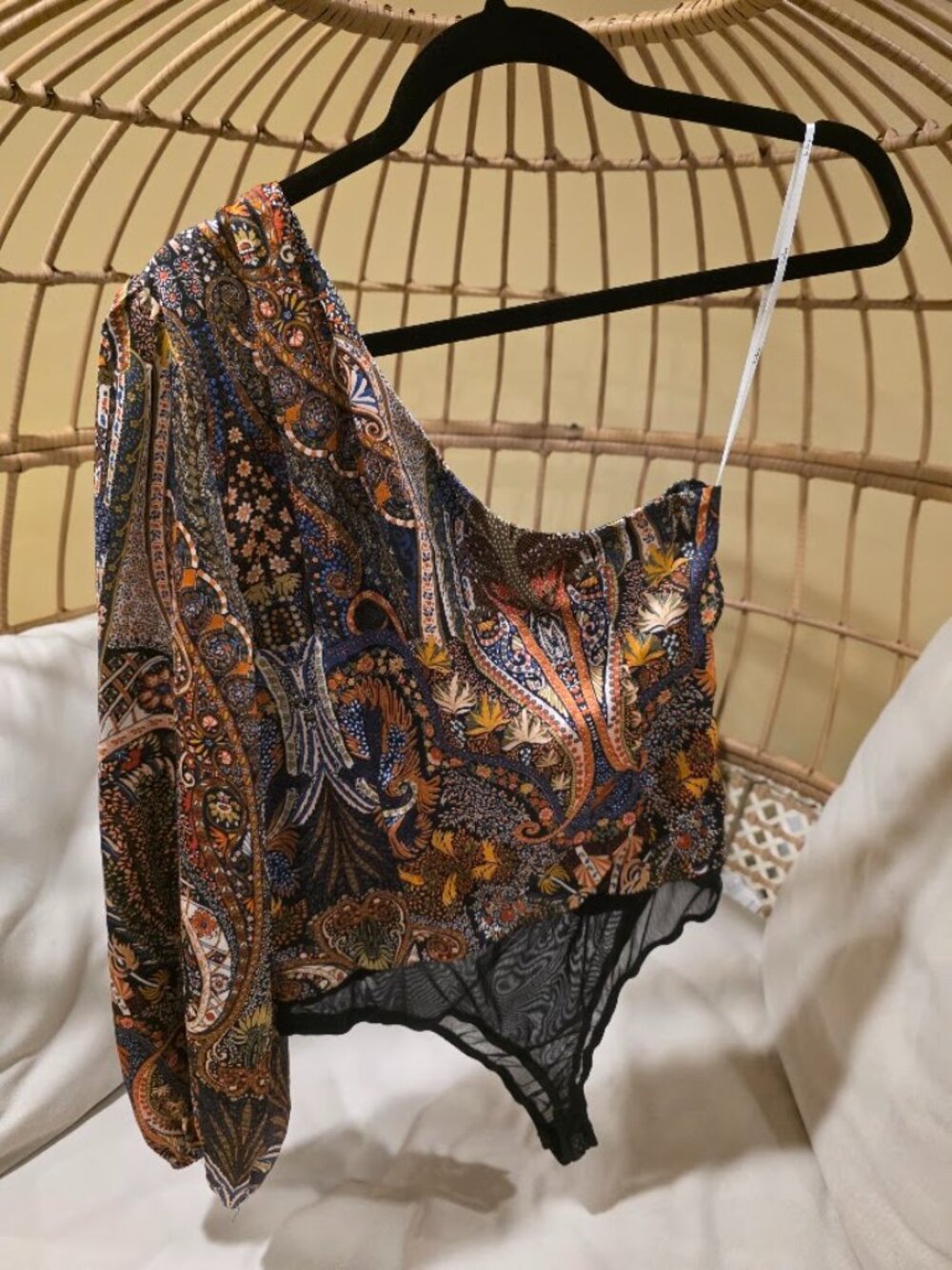 Lulu's Multiprint One-Shoulder Bodysuit Large